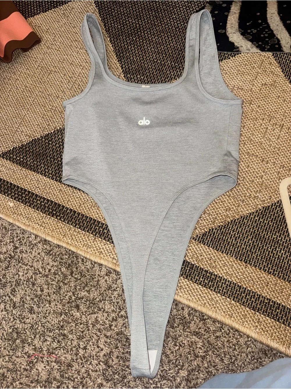 ALO Yoga Light Gray Tank One-Piece Bodysuit
